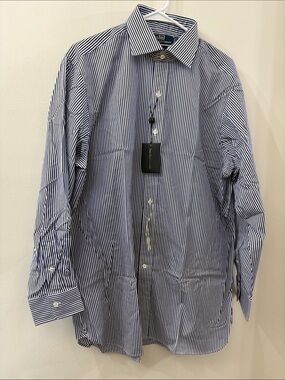 Polo NWT by Ralph Lauren Navy and White Stripe Dress Shirt - size 33 (16.5)